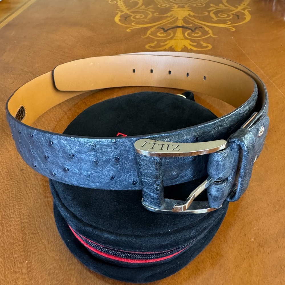 Blue Ostrich ZILLI Leather Belt for Men